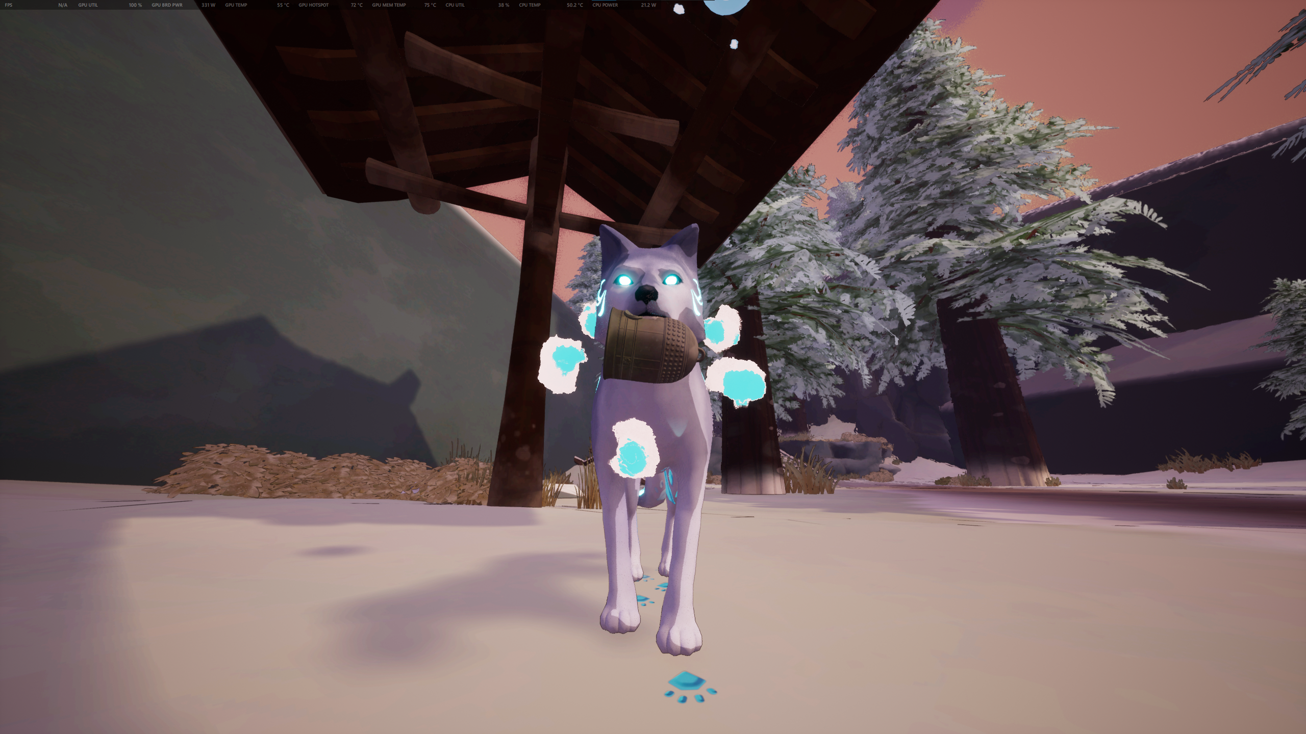 Kazeyo holds the previously-floating bell in their mouth.