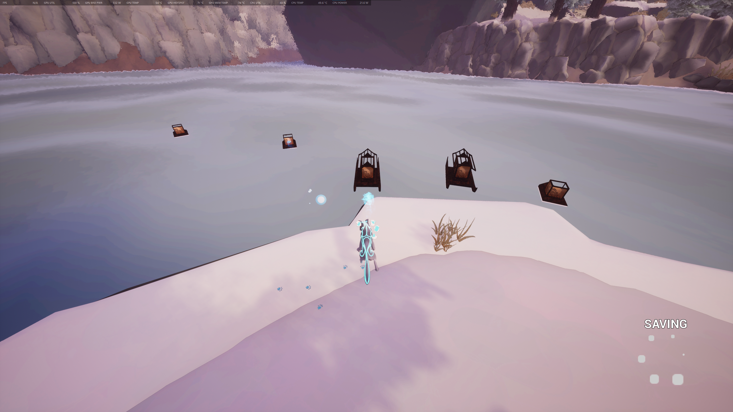 Kazeyo stands on the shore of an island, lighting the mini Spirit Lanterns on mini rafts.