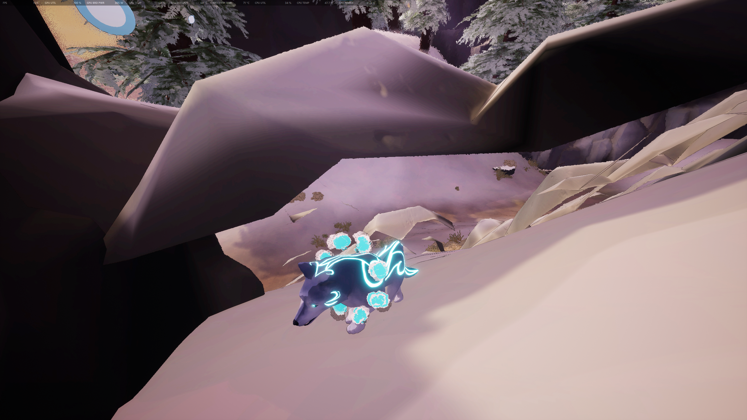 Kazeyo stands inside a hole in the rocky terrain bordering the path to the Evergreen Sea.